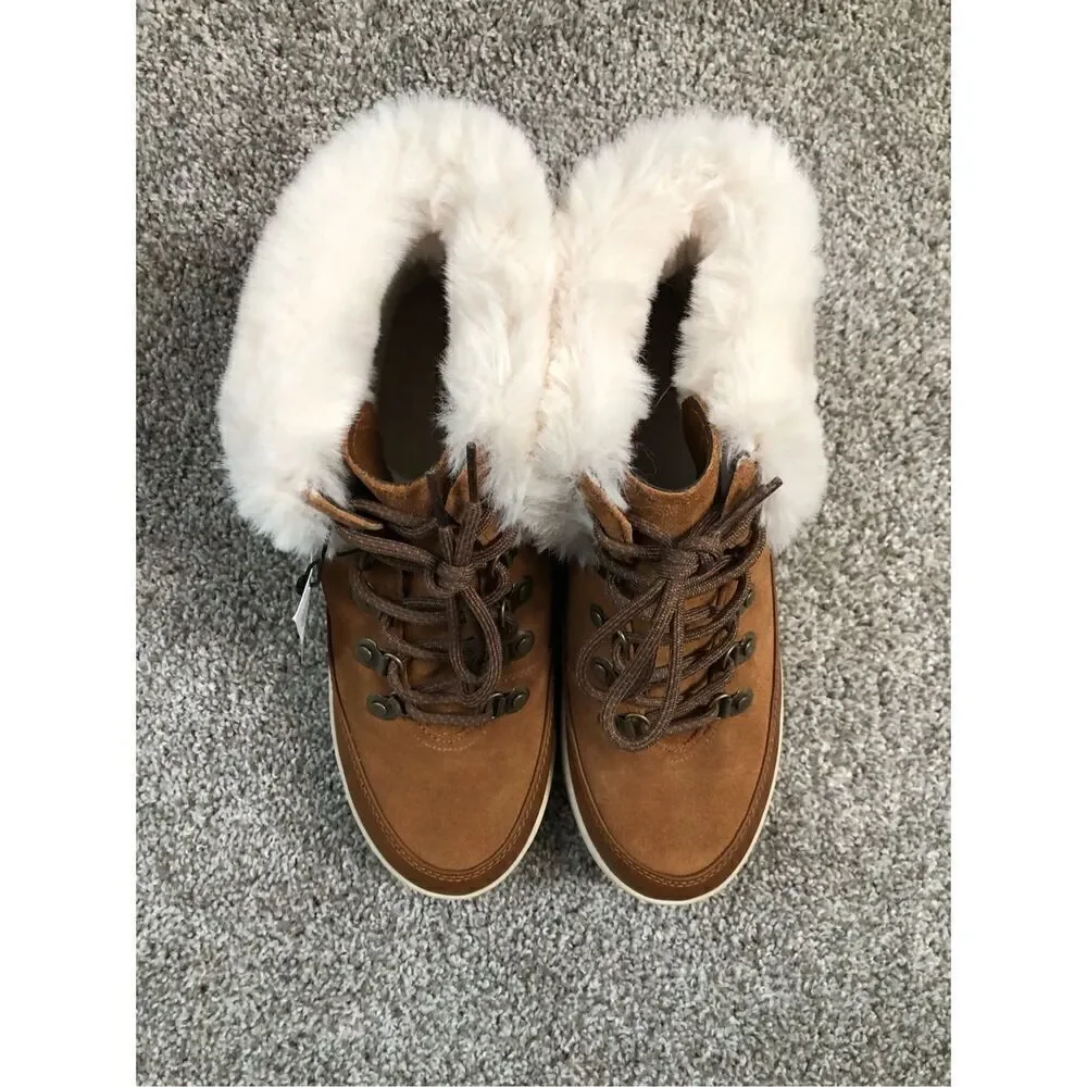 Koolaburra UGG Suede Tynlee Fuzzy Waterproof Boots Chestnut Women’s Size 8